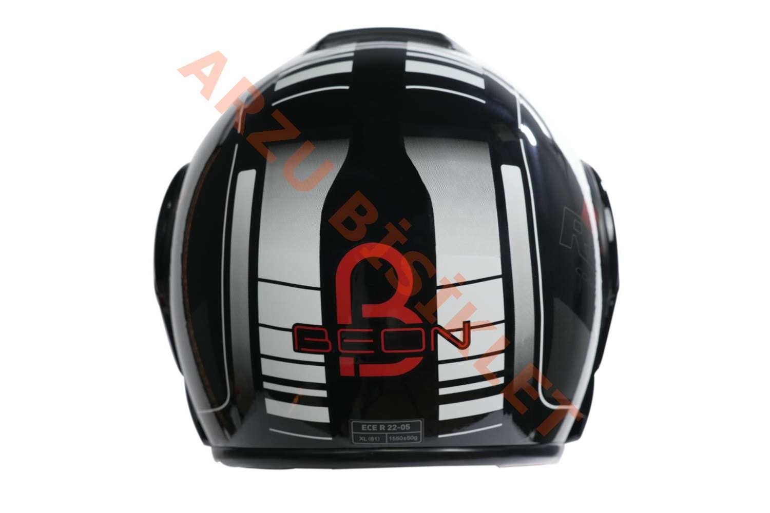 BEON- ÇENE AÇILIR VİZÖRLÜ KASK [B702] [SİYAH-BEYAZ-KIRMIZI] [L]