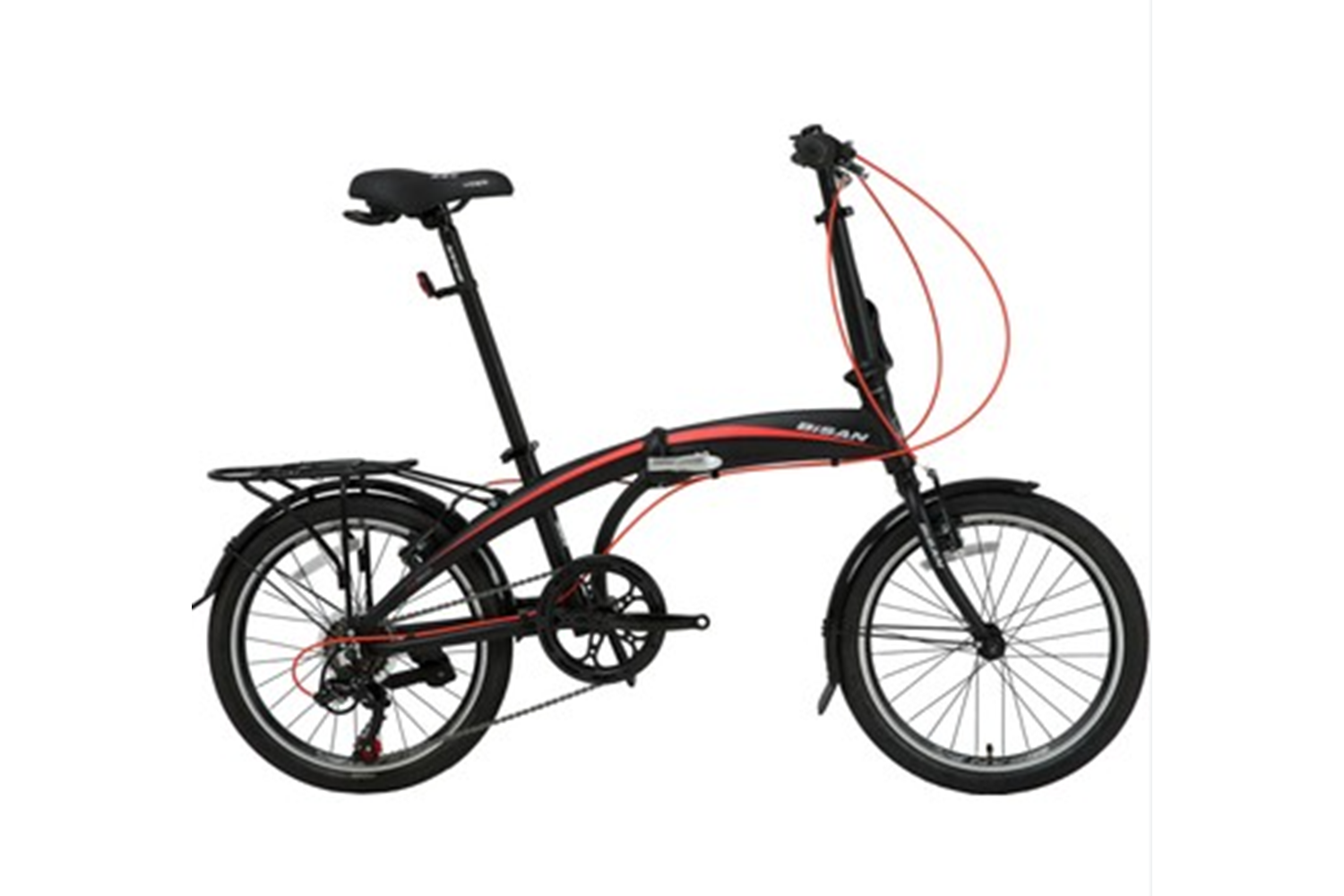 BİSAN FX 3500 TOURNEY 7 VİTES V FREN KATLANIR BİSİKLET (SİYAH - KIRMIZI)