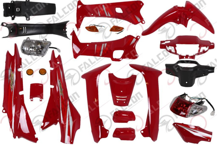 FALCON CUP 100 LİFAN KAPORTA SETİ KIRMIZI FAR STOP DAHİL